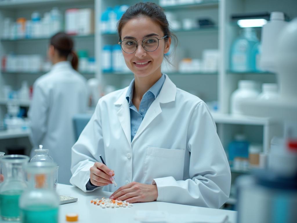 Equipe farmacêutica da Farmalys preparando fórmulas no laboratório em Interlagos, São Paulo